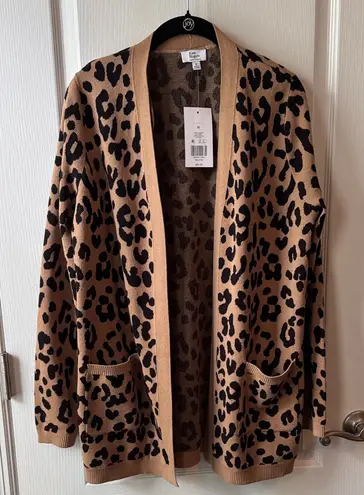 kim rogers Animal Print Cardigan in Tan and Black MSRP $54.50 NWT