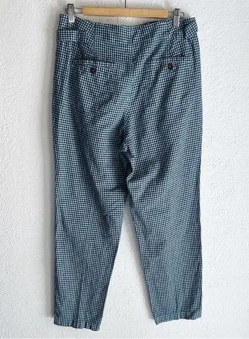 Sundance Life Of Dreams Gingham Plaid Pants Petite Blue Linen Cotton Sz P8