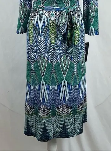 Jones New York  Bold Print Faux Wrap Career Office Midi Dress NWT