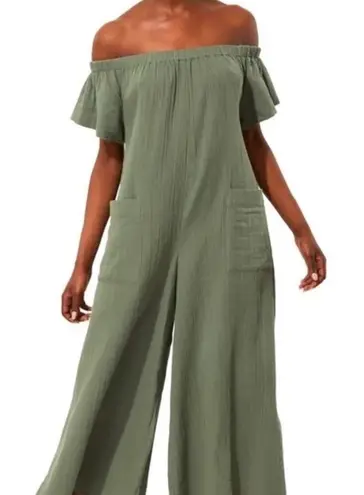 Mara Hoffman Blanche Wide Leg Jumpsuit in Sage Green Size Large Boho