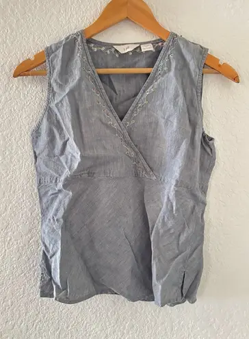 Beaded Embroidered Blouse Size 4 Gray