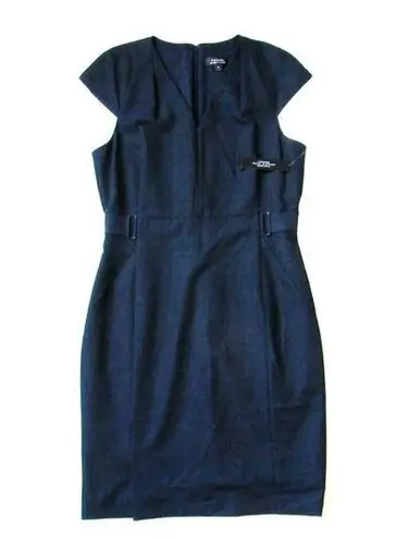 Tahari NWT ASL Kilo in Navy Blue Cap Sleeve V-neck Stretch Sheath Dress 10 $159