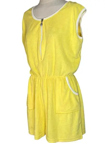 Vintage 70s Yellow Romper Terrycloth Size XL