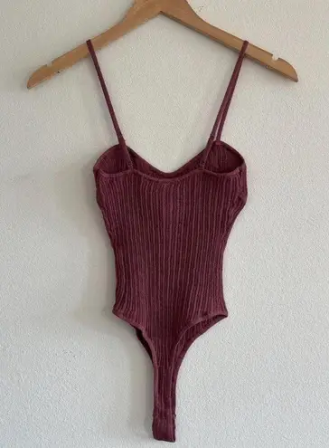 SKIMS Sheer Knit Cami Bodysuit in Beet, Size XXS