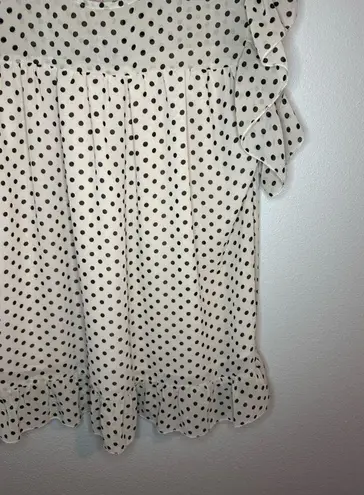Suzanne Betro Women’s Large Pink and Black Polka Dot Short Sleeve Blouse