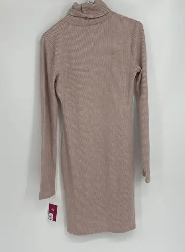 SO  BLUSH RIBBED TURTLENECK DRESS SMALL