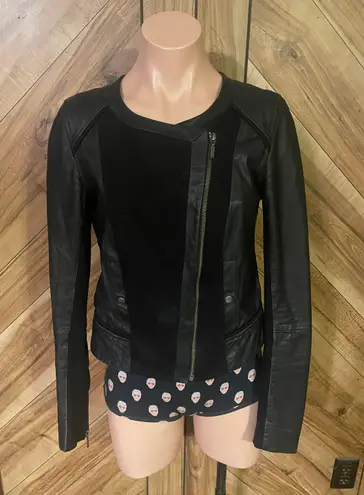 Anthropologie Elevenses Size 4 Black Panel Leather Moto Jacket