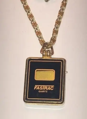 Vintage Gold Tone Fastrac Quartz Watch Chain Link Necklace
