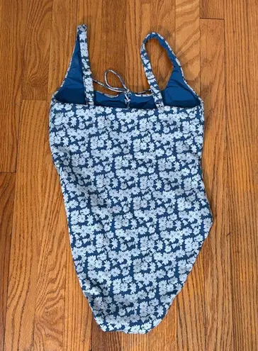 ANDIE Macao One PIece Swimsuit Blue denim Floral size S NWOT