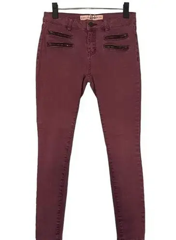Ashley Mason Light Maroon Zipper Detail Ankle Skinny Denim Jeans Women Sz 5/27