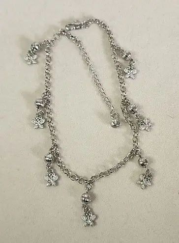 Silver Stainless Steel Ankle Bracelet Butterfly Charm Anklet