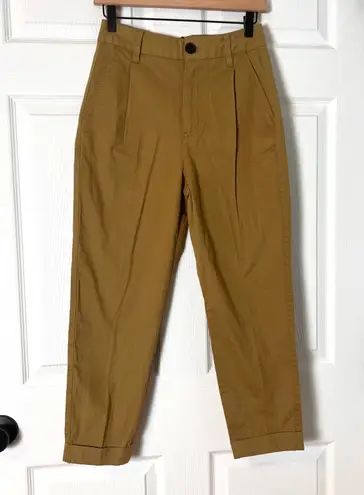 Bershka NWT Tan Cuffed Ankle Cropped Trouser Pants