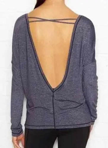 Lucy Core Up Long Sleeve Deep V Back Top Size Medium Blue