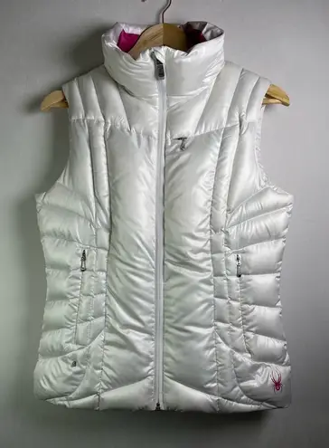 Spyder Women’s Timeless Down Vest White Shimmer / Spark Pink Lining Size M