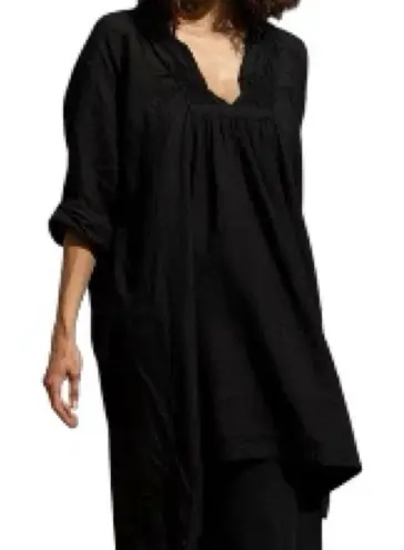Meg by design Black Nzuri Linen Deep V Neck Ruched Lagenlook Tunic Size undefined