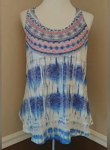 Bo Bel Sleeveless Knit Blue Ivory Coral Boho Racerback Top by from Modcloth