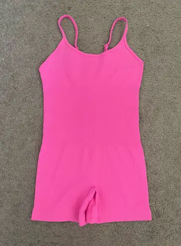 Hot Pink Bodycon Ribbed Romper