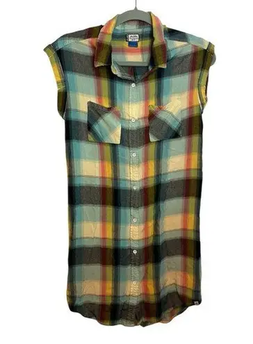 KAVU Sleeveless Plaid Makayla Button-Up Shirt Dress