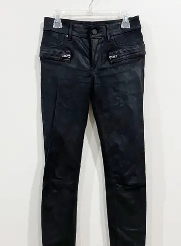 RTA Edgy Biker Rock and Roll Skinny 100% lambskin stretch leather Pants Black Size 24