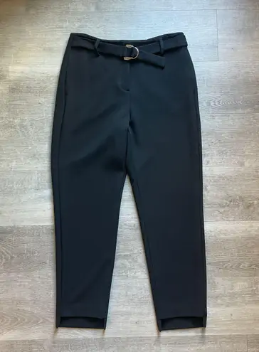 Maje Palmy Belted High Waist Step Hem Crepe Black Pants Size FR40 (US L)