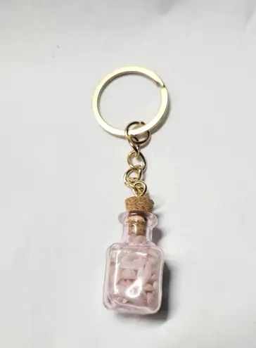 Hand crafted pink opal mini bottle keychain