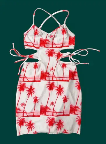 Urban Outfitters Red Palm Tree Mini Dress