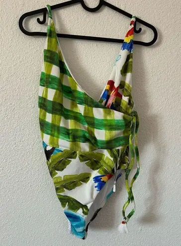 Farm Rio Tropical Fresh Faux Wrap One-Piece Swimsuit Sz M