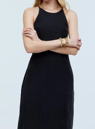 Madewell NWT  Black Crisscross Midi Slip Dress in Cupro-Blend Size 2