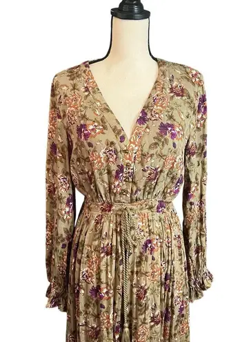 Sweet Lemon | NEW Women's Olive Green Orange Floral Festival Maxi Dress Sz M Size M