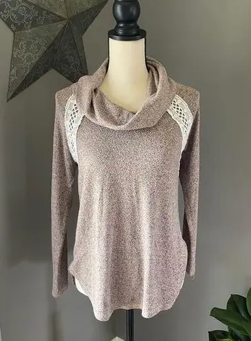 Moa Moa Cowl Neck Sweater Pink Sz Small