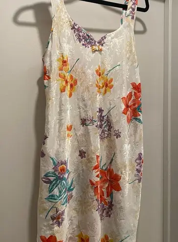 VTG 90s 80s Expressions Ivory White Floral Bathrobe Robe & Cami Mini Slip Dress Size M