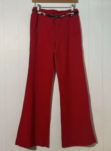 VERO MODA Liz Carlos Wide-Leg Pants Red w/ Floral Belt NWT Women’s Medium