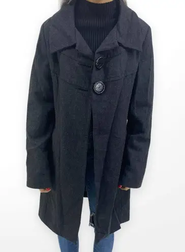 Kensie  Black Large Button Duster Coat Jacket