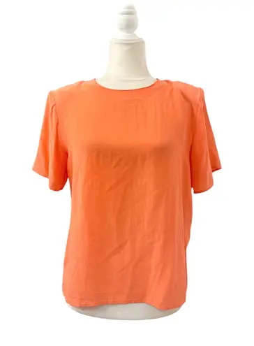 Anna And Frank Vintage Womens Apricot Short Sleeve Silk Blouse Size Large