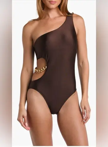 L'Agence L’AGENCE Ava Cutout Chain One-Shoulder Underwire One Piece Swimsuit,Small, $275