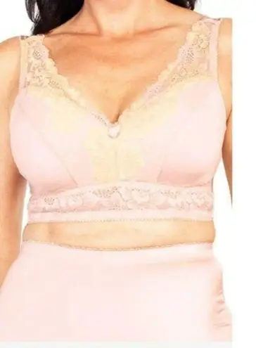 Sheer Shapewear Bra WireFree Pink Pinup Rear Closure Womens Small