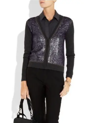 REED KRAKOFF Spangles Cashmere Cardigan Sweater Size XS Gray