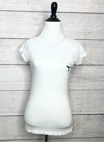 Glitz  Y2K White Semi Sheer Zipper Pocket Top Size Small