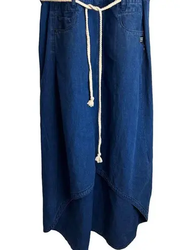 G-Star Womans Size Small Denim Maxi Dress High Low Rope Belt Waist