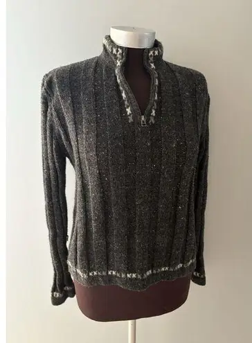 Woolrich Sweater Womens S Gray Wool Blend 1/4 Zip Pullover Nordic Outdoor Winter