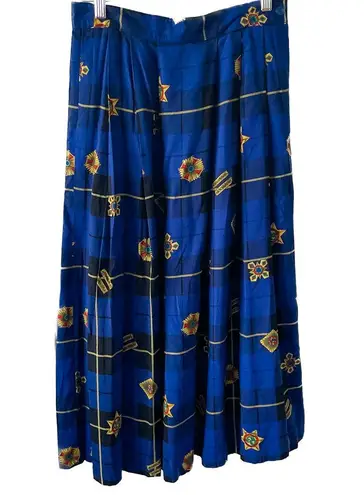 Vintage Pleated Atlantic Star Plaid Luxe Print Midi Skirt size S/M 6/8 small