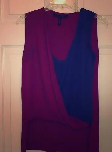 BCBG MAX AZRIA BLUE RED CHIFFON TANK XXS