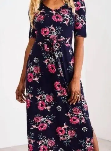 Latched Mama Navy Floral Maxi Dress Nursing Breastfeeding Womens Medium