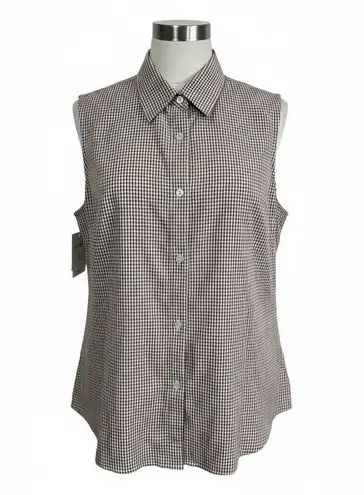 Keren Hart Brown Gingham Sleeveless Button Down Collared Top Cottagecore Women S
