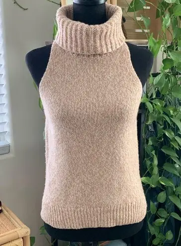 Madewell  Tan & Cream Knit Wool Blend Sleeveless Turtleneck Sweater - Small