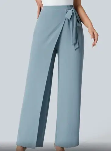 Halara High Waisted Tie Side Invisible Zipper Wide Leg Work Pants petite