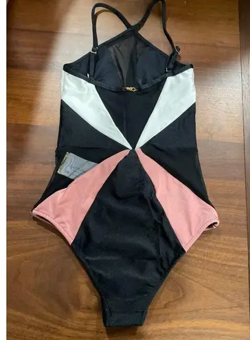 PatBO Colorblock Halter One Piece in Black white Small New Womens Swimsuit