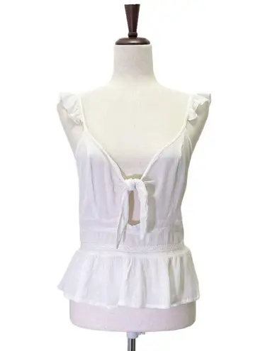Patrons of Peace NWT Tie Front White Peplum Tank Boho Festival Top Size Medium