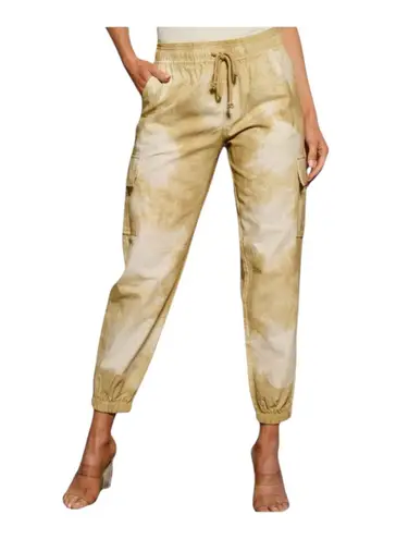 Prómesa Promesa Beige White Tie Dye Cargo Jogger Pants Drawstring Women's Size Small