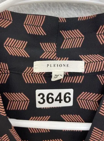 Pleione  Women's Blouse Surplice Hi Low Black Pink Long Sleeve Chevron Print Med